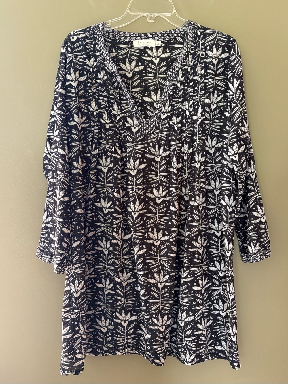 Rockflowerpaper lightweight 100% Cotton V-Neck Tunic Flower Print Size L - Picture 2 of 11